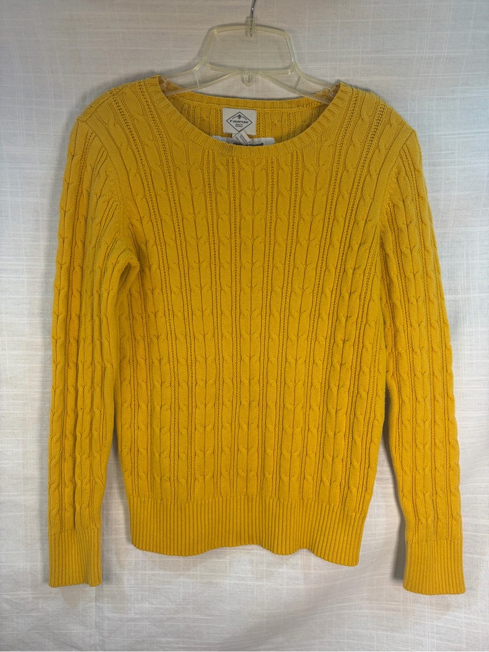 St John’s Bay yellow Cable Knit Sweater Womens Medium Cozy Like New